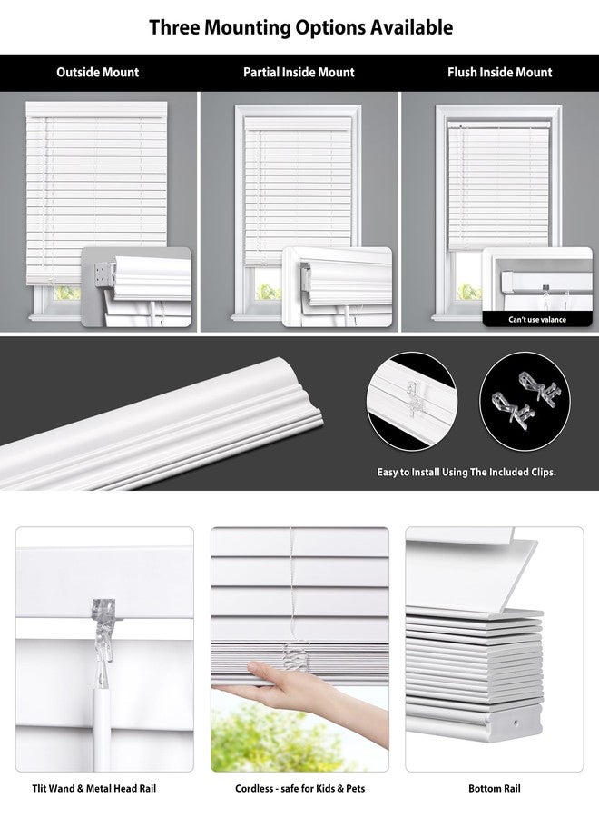 LazBlinds 2-inch Cordless Faux Wood Blinds with Royal Valance, Room Darkening Horizontal Window Blinds, Inside Mount Blinds for Windows - Fit for Window 35.125'' W x 48'' H - White - Image 2